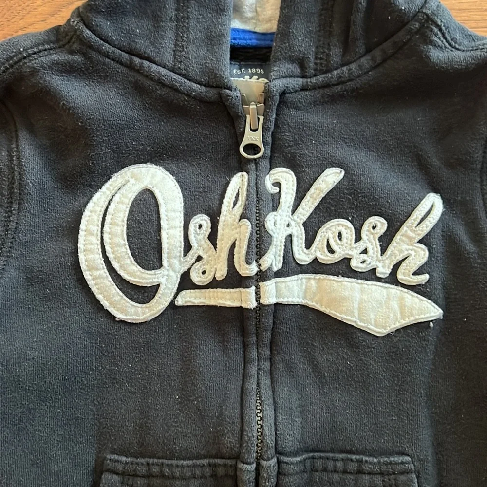 Black Oshkosh Zippered Hooded Sweatshirt Size 4T